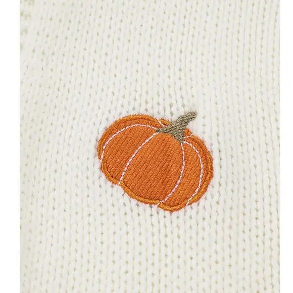 Beautiful White Pumpkin Print Open Front Drop Shoulder Midi Cardigan - Picture 7 of 7